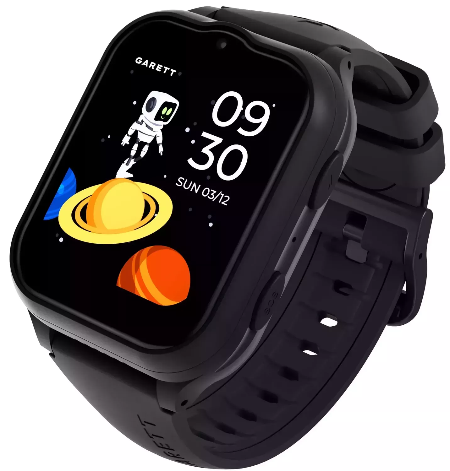 Smartwatch dziecięcy Garett Kids eSIM 4G czarny. Smartwatch dla dziewczynki, chłopca z whatsapp. Zegarek z GPS dla dziecka. Smartwatch dla dziecka na prezent..webp